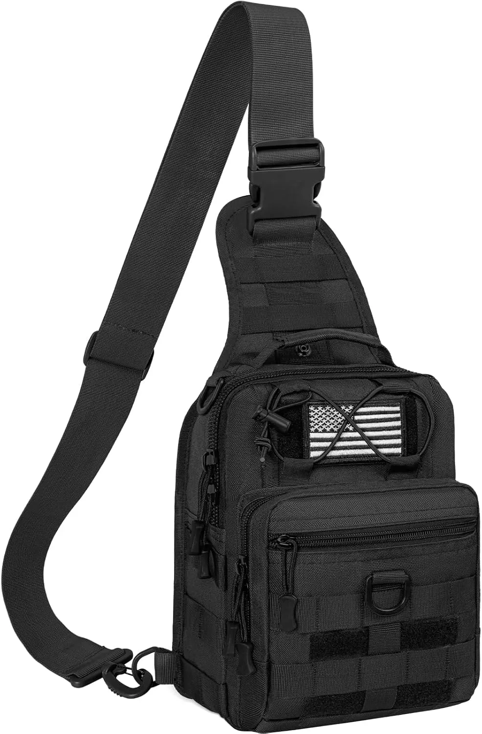 GMAK Tactical Sling Bag for Men, Small Tactical Shoulder Bag Backpack, Outdoor Military Rover Bags Travel Hiking Daypacks, Tactical EDC Crossbody Chest Bag Pack for Hiking, Cycling, Hunting, Black