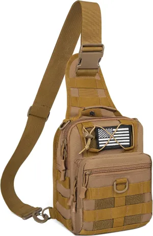 GMAK Tactical Sling Bag for Men, Small Tactical Shoulder Bag Backpack, Outdoor Military Rover Bags Travel Hiking Daypacks, Tactical EDC Crossbody Chest Bag Pack for Hiking, Cycling, Hunting, Khaki