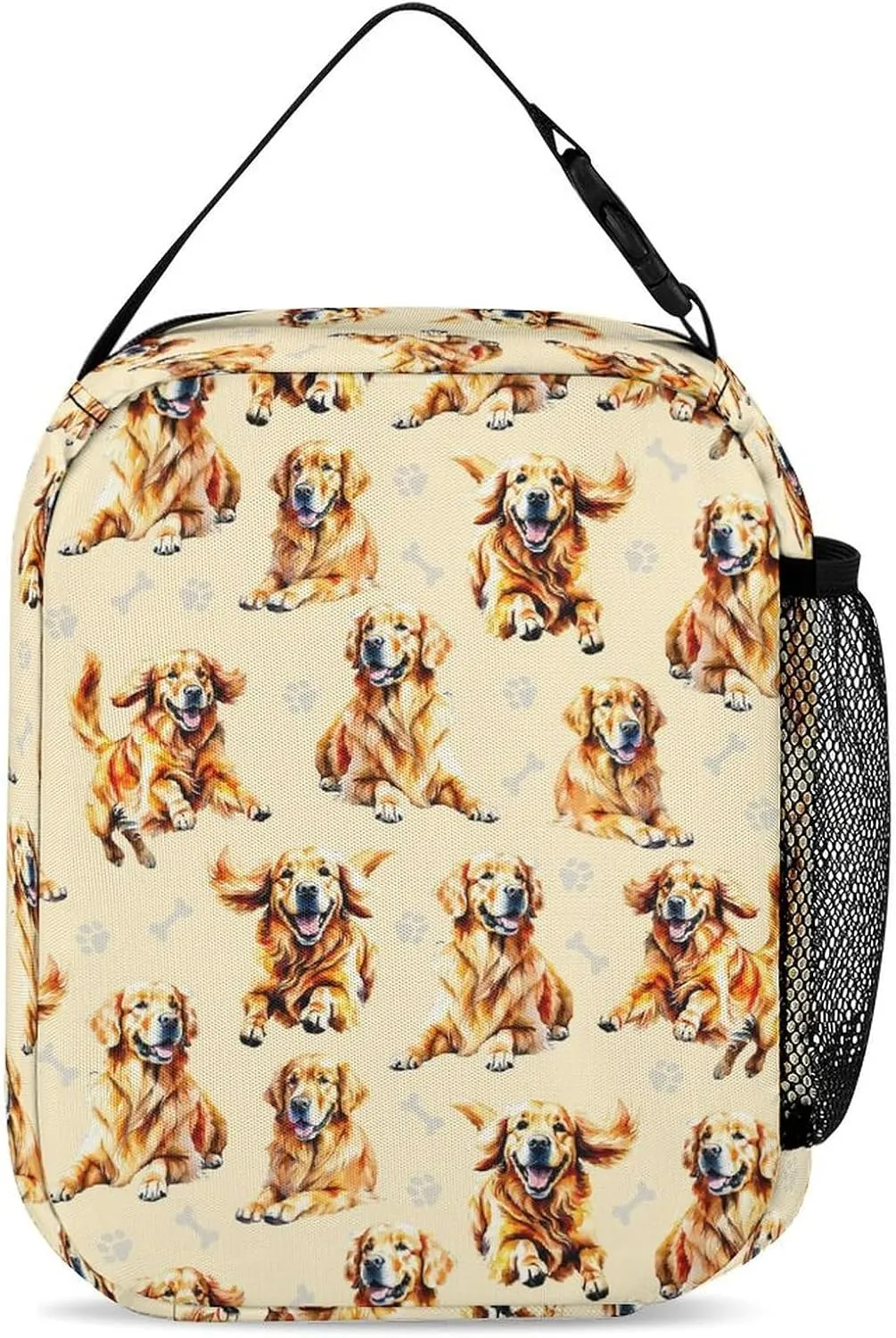 Golden Retriever Backpack with Lunch Box & Pencil Case, 16 Inch Cute Dog Themed Bookbag, Adjustable Lightweight Large Capacity, Colorful Daily Casual Backpacks Set with Lunch Bag