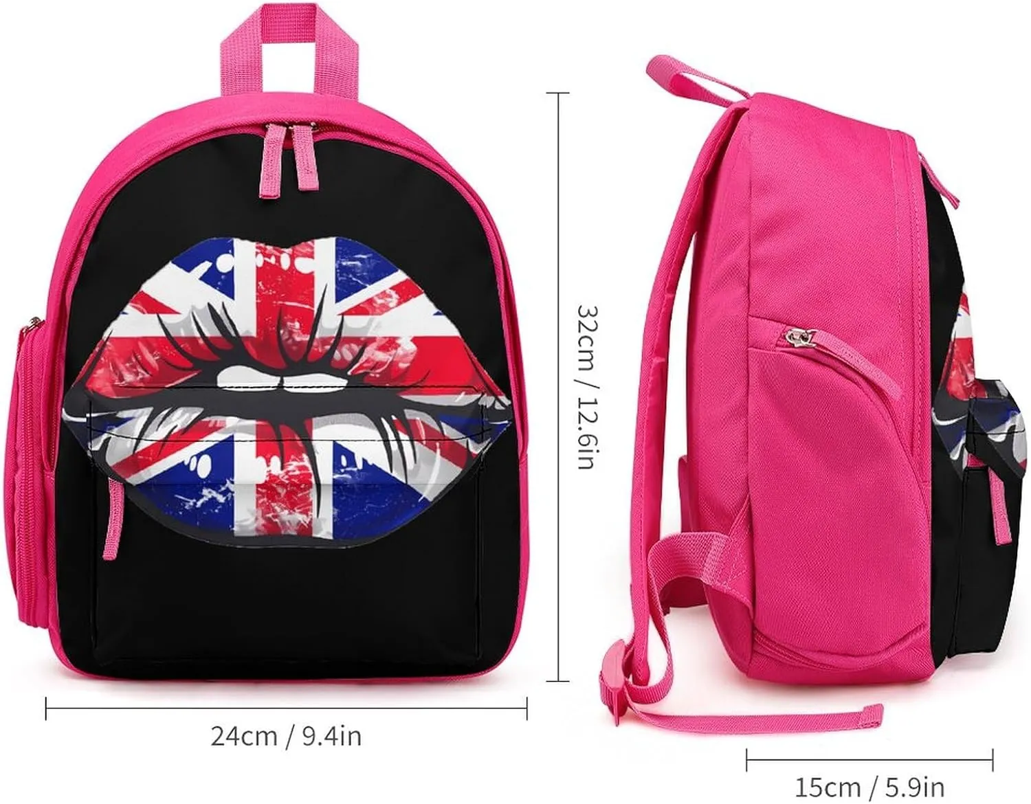 Great Britain England Lips Backpack Cute Mini Laptop Bag Travel Daypacks Adjustable Shoulder Strap Pink-style