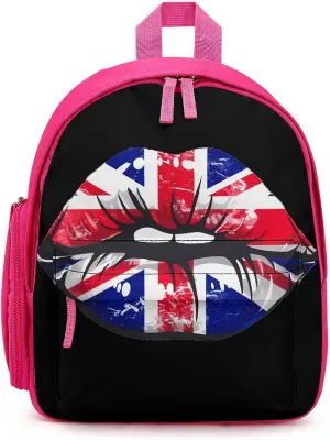 Great Britain England Lips Backpack Cute Mini Laptop Bag Travel Daypacks Adjustable Shoulder Strap Pink-style