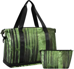 Green Forest Path Gym Bag for Women Sport Travel Duffel Bag Shoulder Weekender Overnight Bags with Wet Pocket & Shoe Compartment