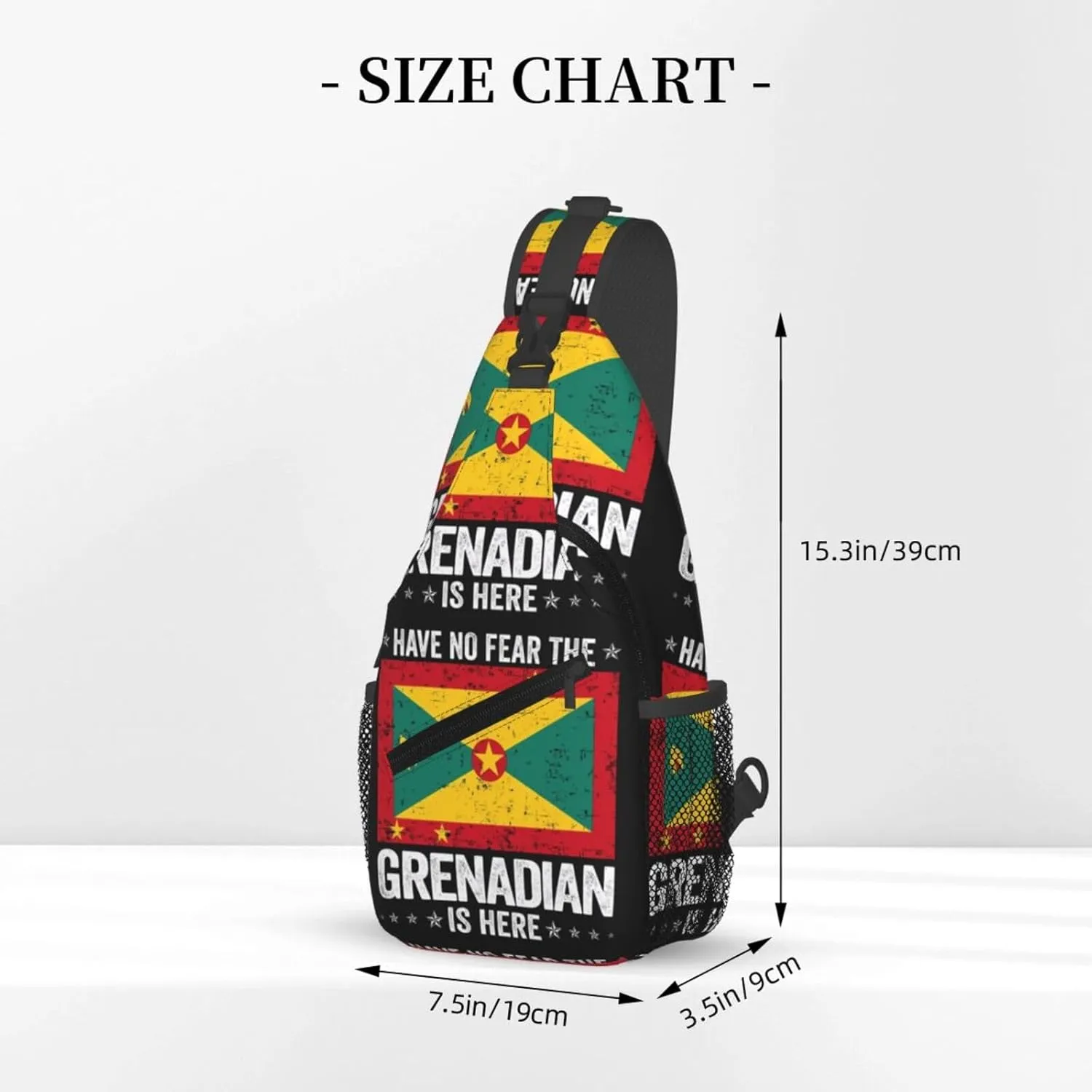 Grenada Flag Have No Fear The Grenadian Crossbody Bag Cross Chest Bag Adjustable Sling Backpack Sports Gym Shoulder Bags Travel Cycling Daypack Diagonally Casual Rucksack