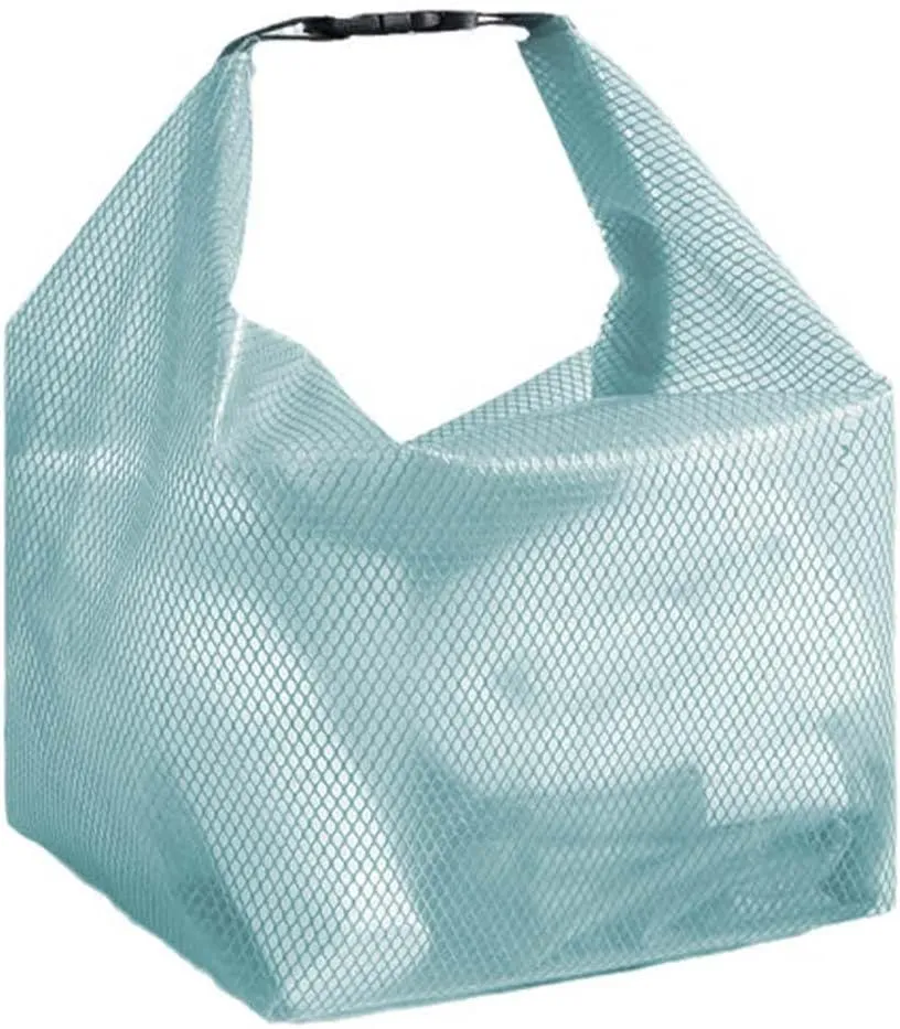 GRINKO Mesh Shower Bag Travel Makeup Pouch for Women Waterproof Toiletry Bag Plastic Make Up Bags for Carry On with Buckle Handle Green