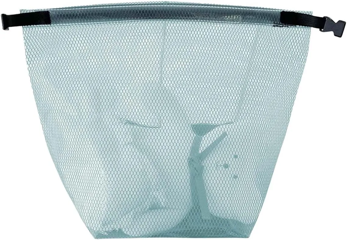 GRINKO Mesh Shower Bag Travel Makeup Pouch for Women Waterproof Toiletry Bag Plastic Make Up Bags for Carry On with Buckle Handle Green