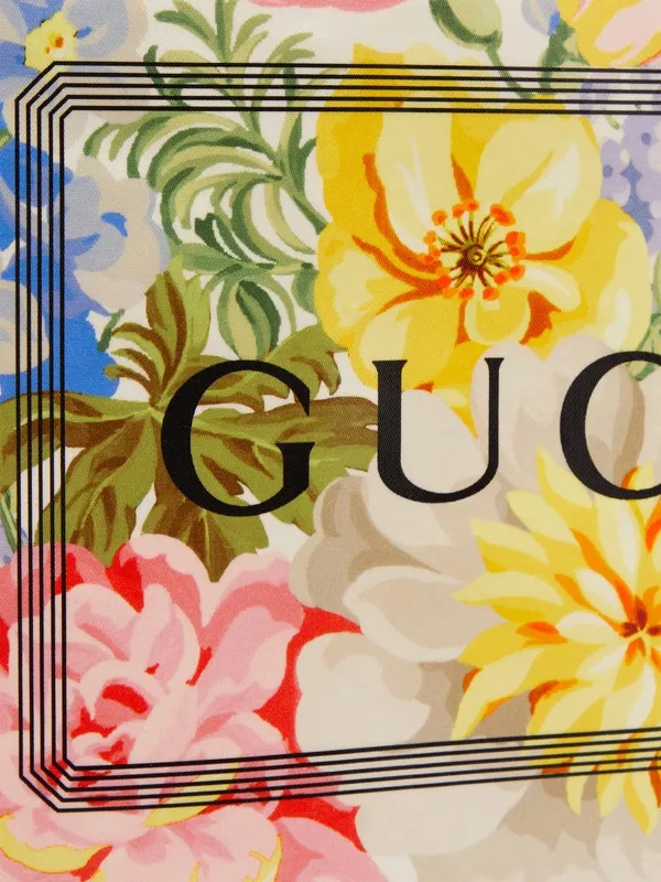 Gucci Floral-print Logo Tote Bag in White