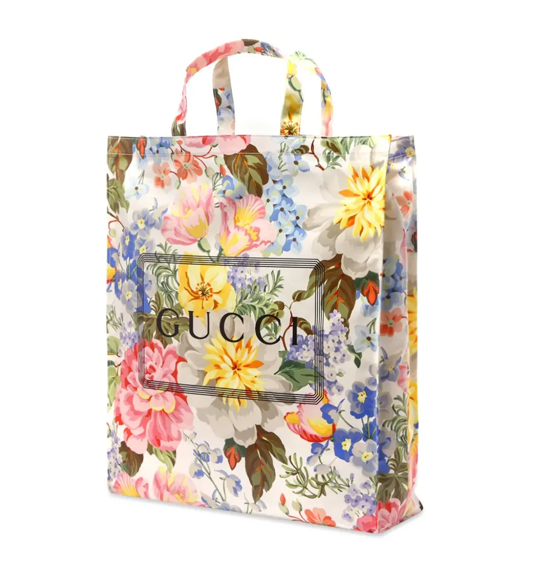 Gucci Floral-print Logo Tote Bag in White