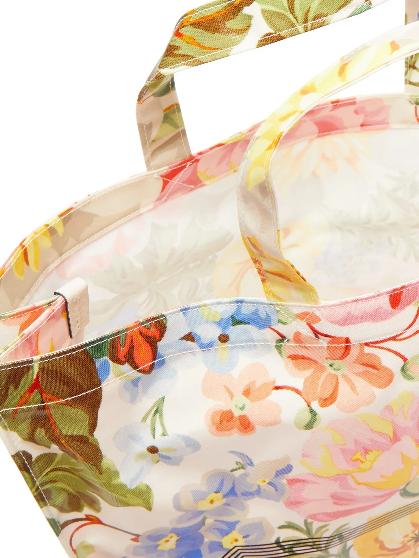 Gucci Floral-print Logo Tote Bag in White