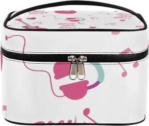 Guitar Rock And Roll Makeup Bag Large Opening Cosmetic Bag Portable Makeup Case Organizer Toiletry Bags for Women Daily Traveling With Handle Grids Smooth Zipper Divider Makeup Pouch