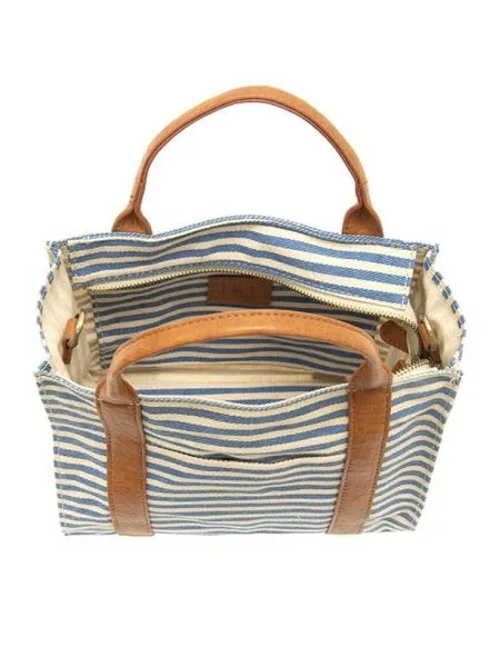 Gwen Striped Canvas Tote - L8169-06 -   Women's  BLUE & WHITE