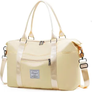 Gym Bag with Wet Pocket, Foldable Travel Duffle Bag Carry On Weekender Bags for Women, Waterproof Overnight Bag for Travel, Gym, Yoga
