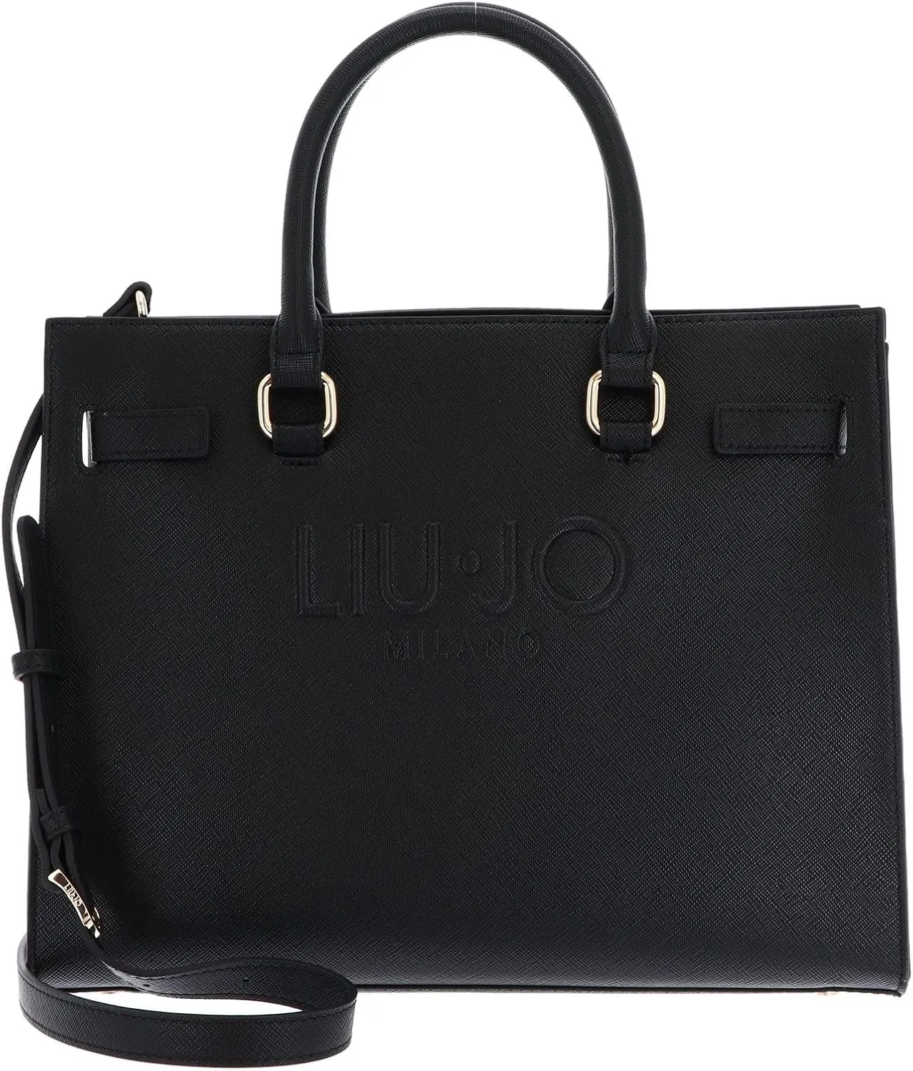 Halona Black Faux Leather Handbag, 32 x 26.5 x 15.5 cm, Adjustable Shoulder Strap, Black