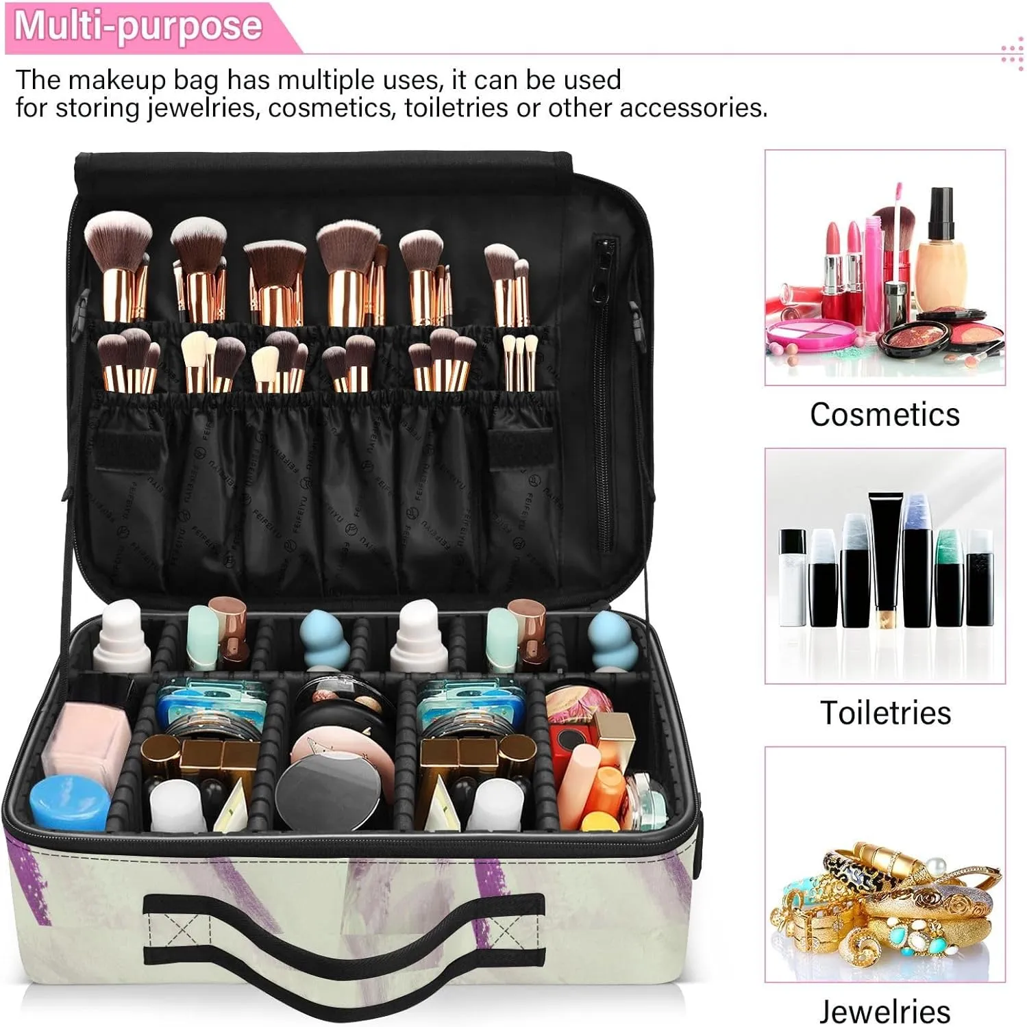 Hard Shell Travel Bag for Women Large Makeup Toiletry Organizer