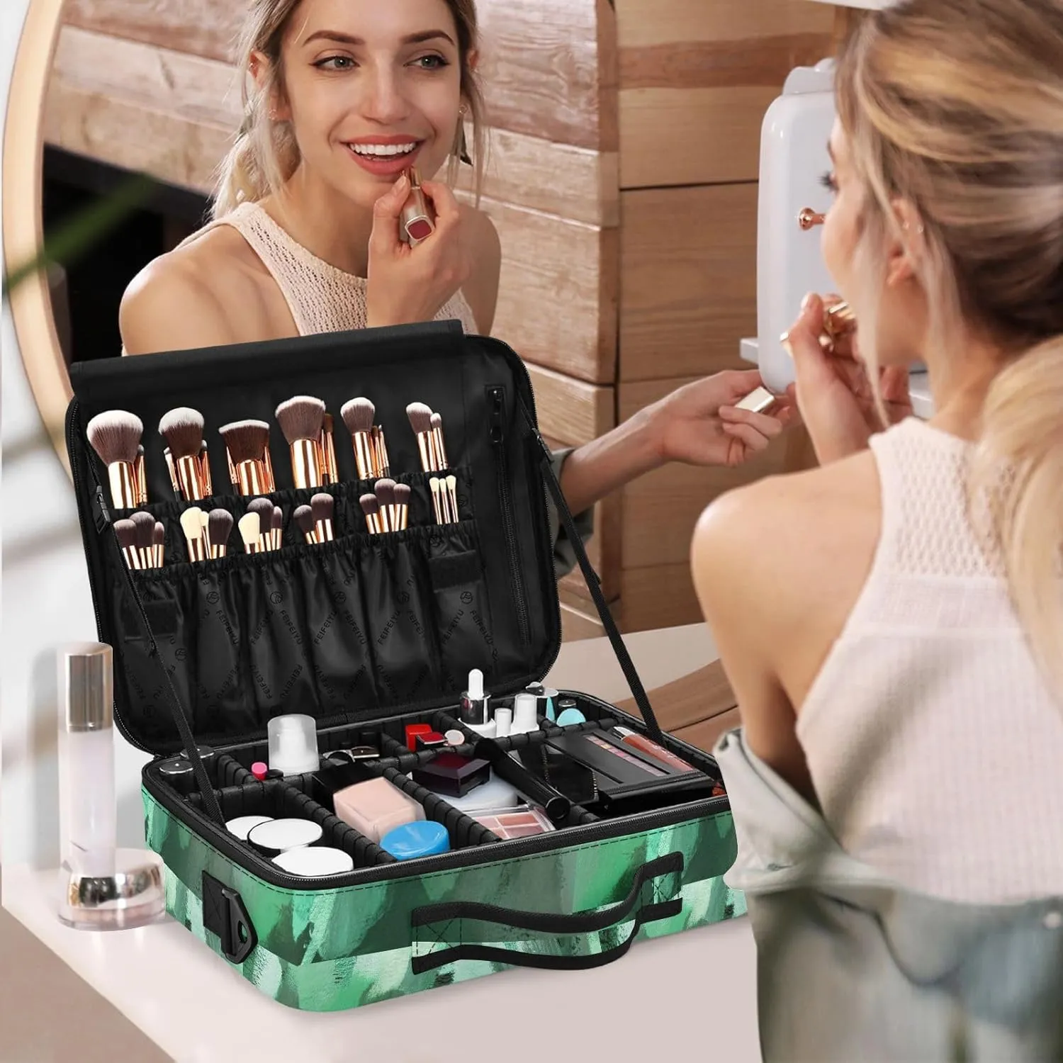 Hard Shell Travel Bag for Women Large Makeup Toiletry Organizer