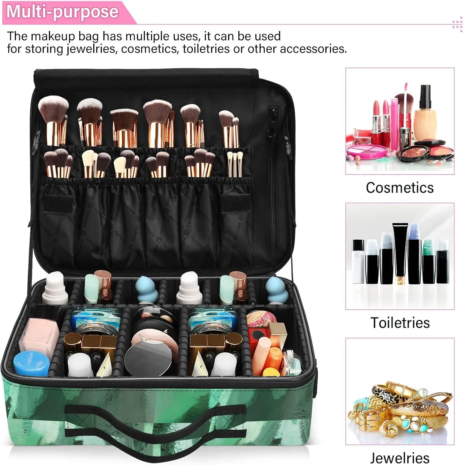 Hard Shell Travel Bag for Women Large Makeup Toiletry Organizer