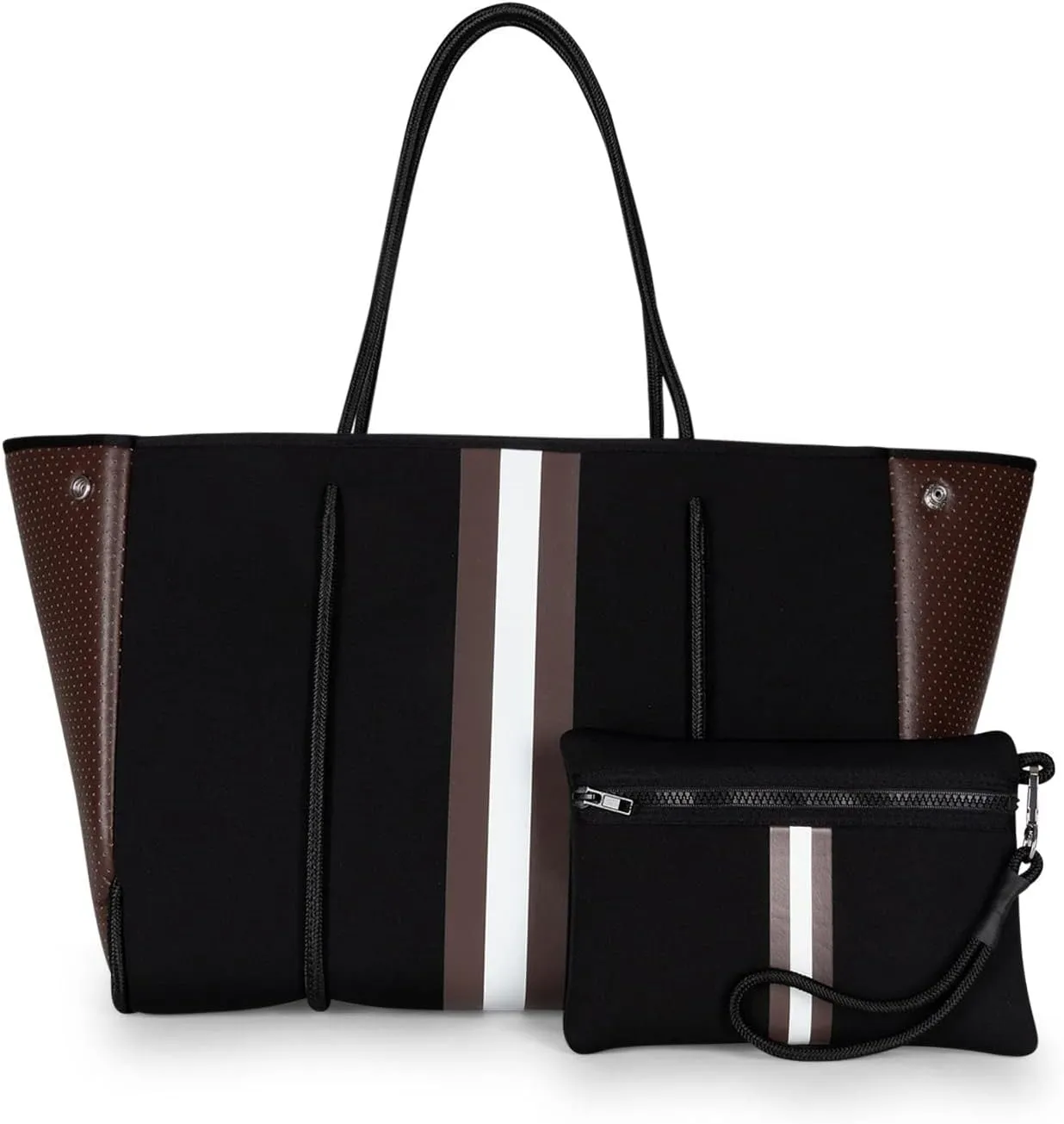 Haute Shore - Greyson Java Neoprene Tote Bag w/Zipper Wristlet Inside