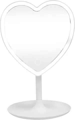 Heart Shaped LED Makeup Mirror Brightness Desktop Cosmetic Mirror for Students Compact Space Saving Design with High Definition Clarity for Low Light Conditions