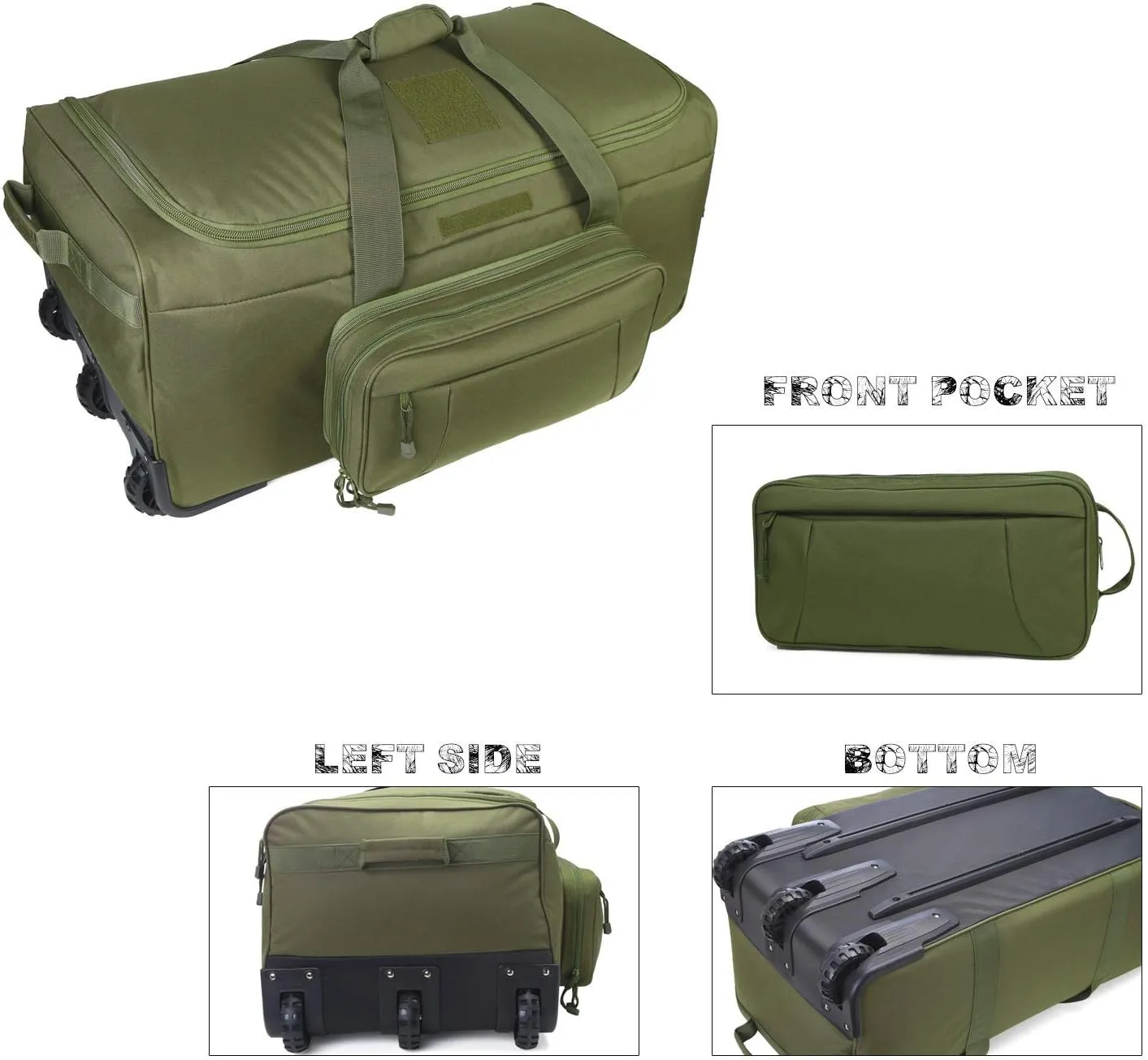 Heavy-Duty X-Large Military Tactical Wheeled Rolling Duffel Trolley Bag For Deployment Traveling Camping Sporting