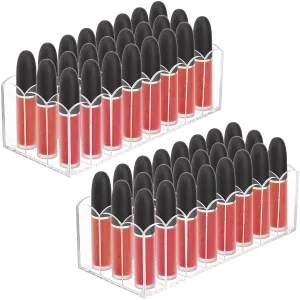 Hedume 2 Pack Lip Gloss Holder Organizer, 24 Spaces Acrylic Lip Gloss & Makeup Holder, Lipgloss Display Case for Tall Products