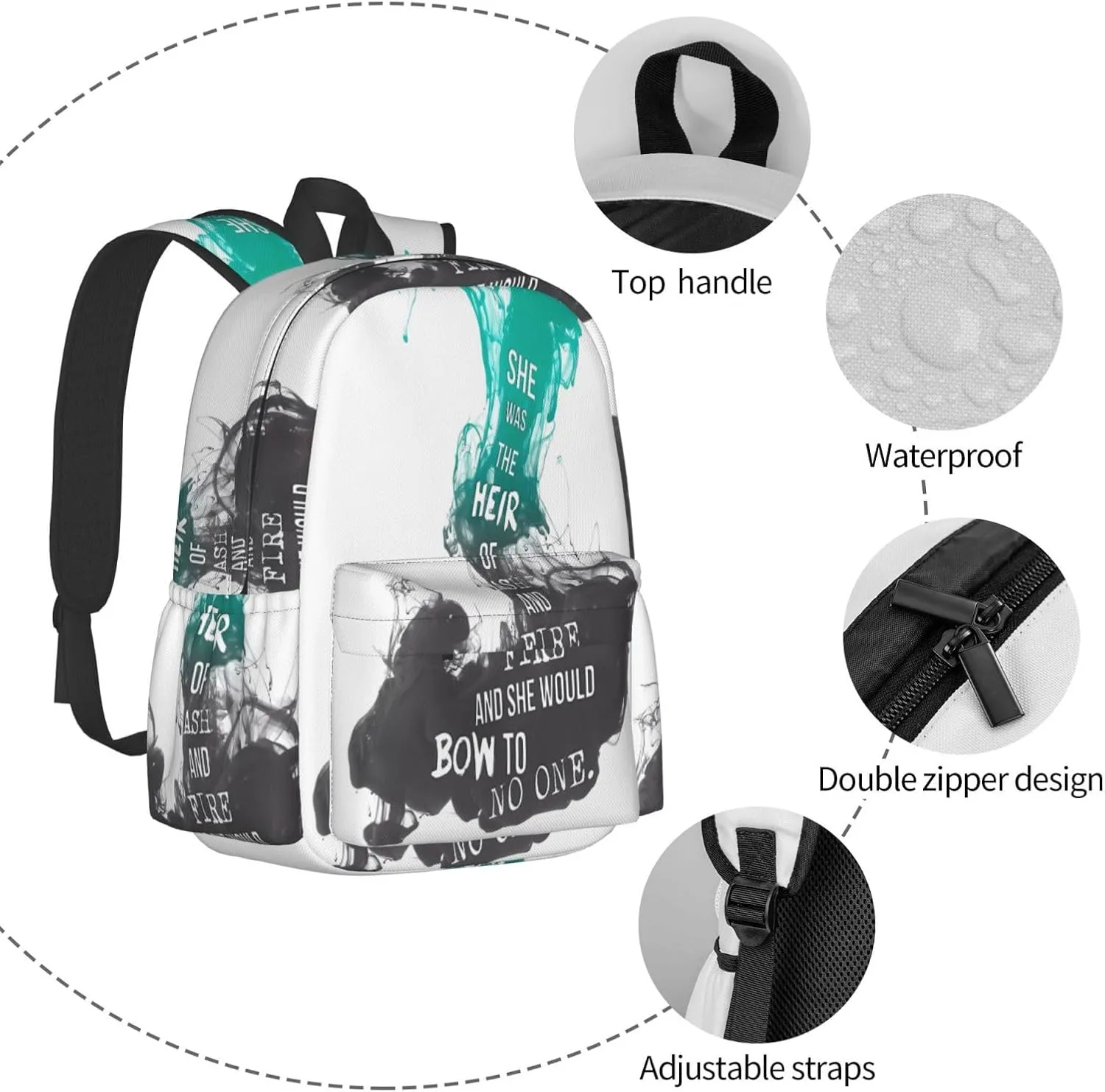 Heir Of Fire She Was The Heir Of Ash And Fire Laptop Backpack Shoulder Bag Laptop Pack Travel Backpacks Commuter Back Pack Casual Daypack Bags With Side Pockets