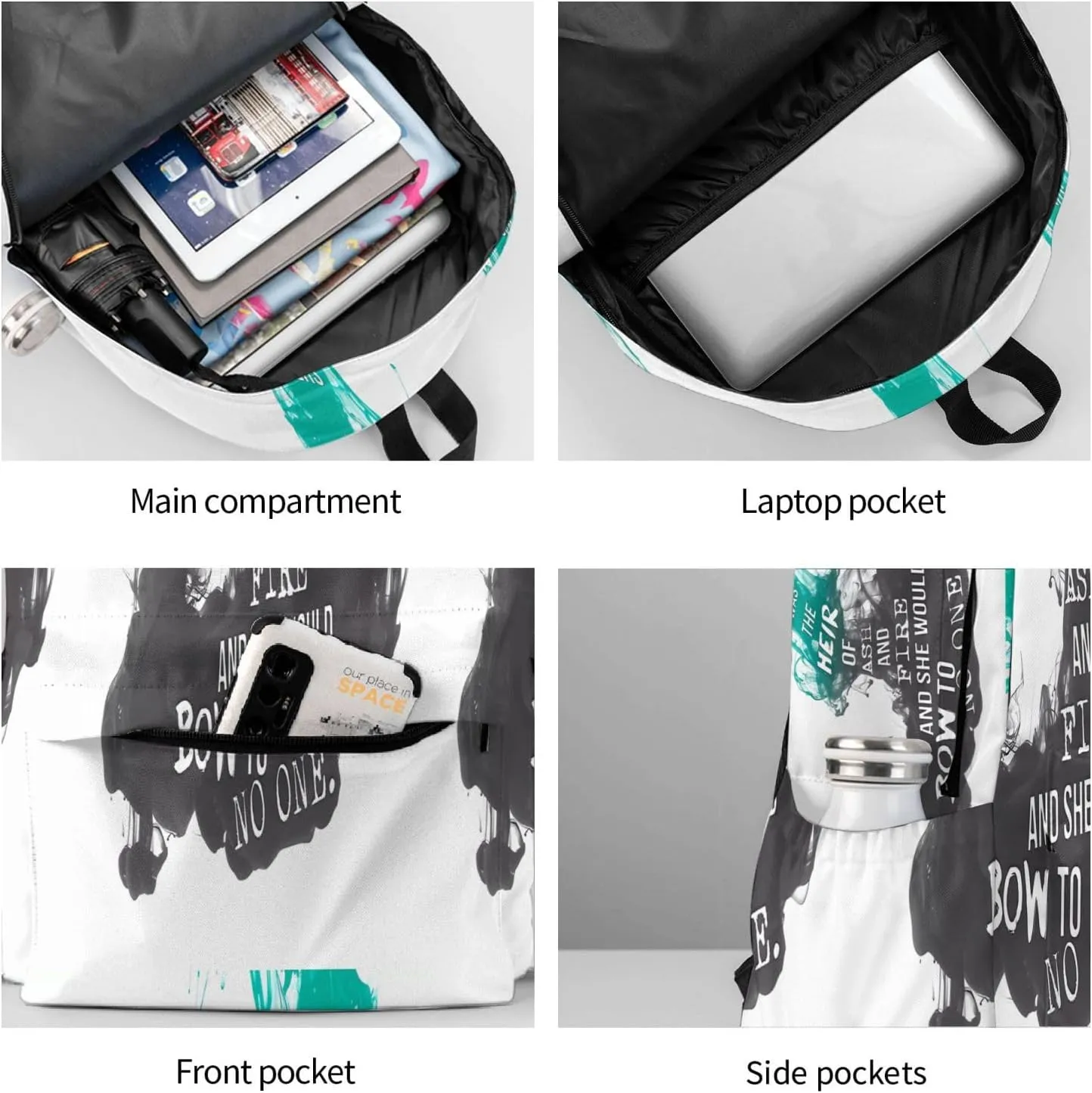 Heir Of Fire She Was The Heir Of Ash And Fire Laptop Backpack Shoulder Bag Laptop Pack Travel Backpacks Commuter Back Pack Casual Daypack Bags With Side Pockets
