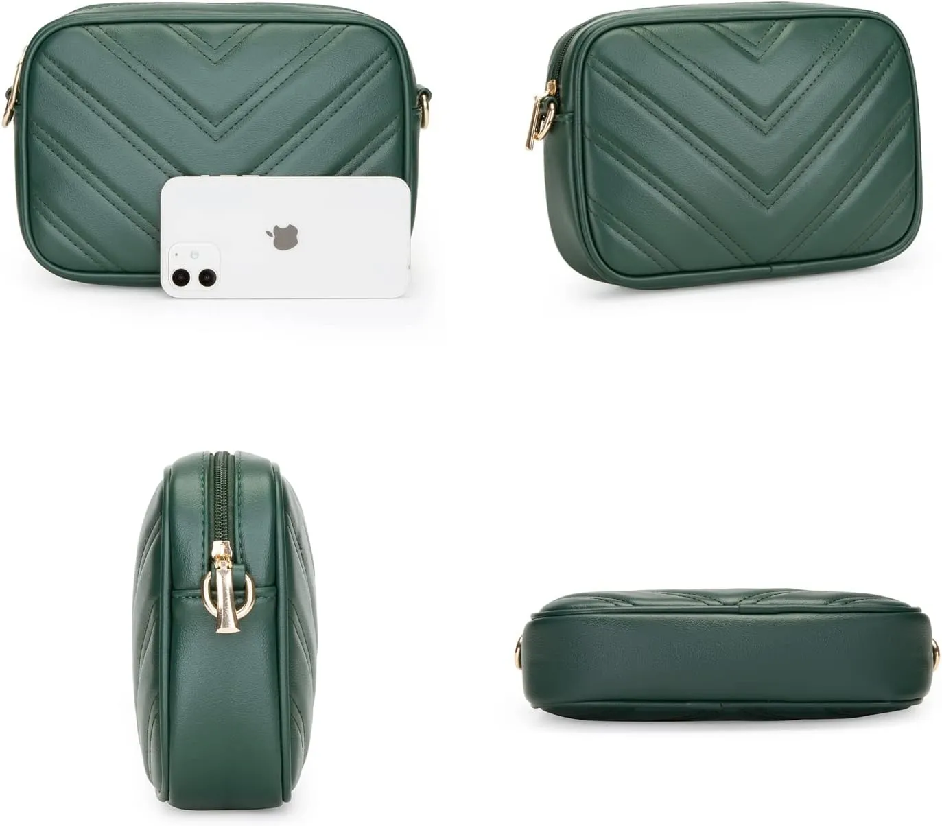Herald Chevron Quilted Small Crossbody Bag with Coin Purse Pouch, Women Square Camera Side Shoulder 2 Size Handbags