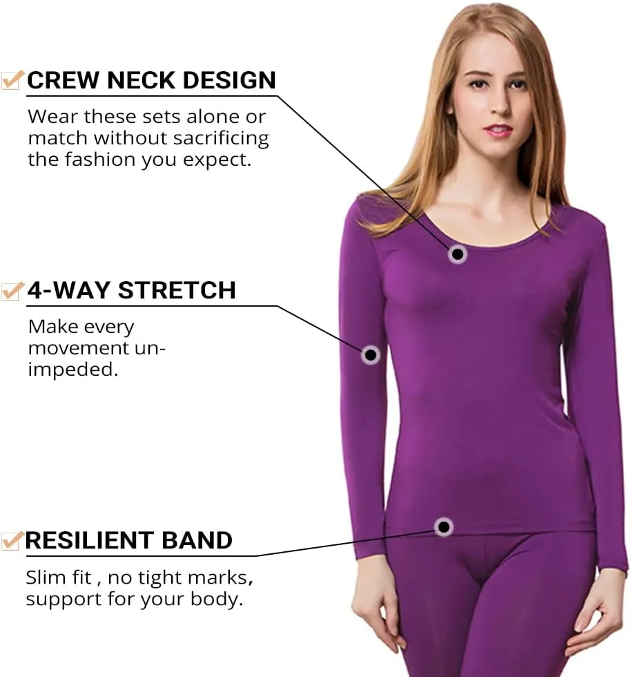 HEROBIKER Thermal Underwear Women Ultra-Soft Set Base Layer Top & Bottom Long Johns with Fleece Lined Winter Warm