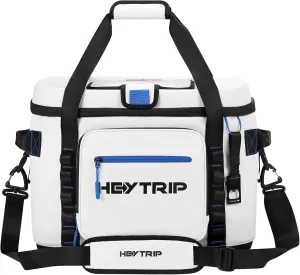 HEYTRIP Large Soft Cooler Bag, Soft Sided Insulated Cooler Hard Lid & Base Portable Beach Ice Chest with Shoulder Strap Leakproof Camping Cooler