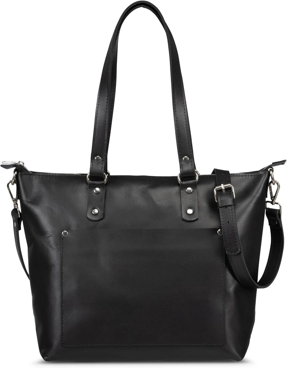HIDES Crossbody Leather Tote Bag, Handcrafted Travel Companion Premium Full-Grain Leather Zipper Compartment Removable Strap