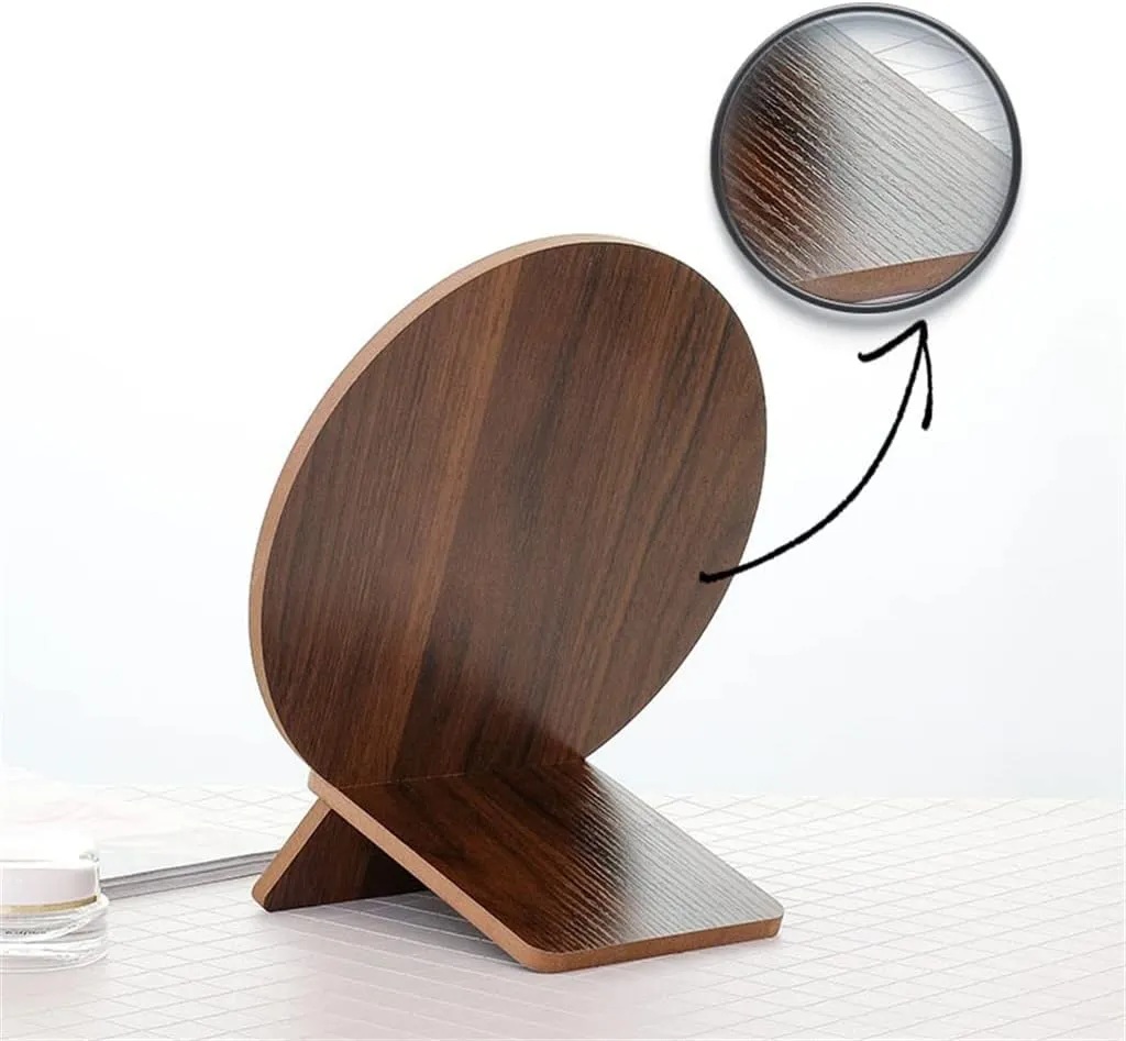 High Definition Single Sided Desktop Makeup Mirrors Circular Portable Makeup Mirrors Student Desktop Mirrors(18.7 * 22.1cm D)