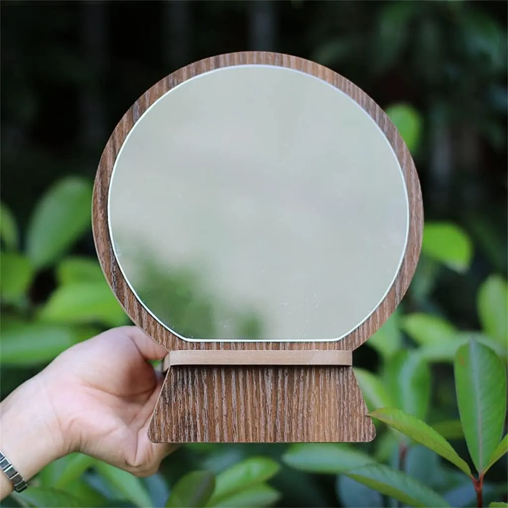 High Definition Single Sided Desktop Makeup Mirrors Circular Portable Makeup Mirrors Student Desktop Mirrors(18.7 * 22.1cm D)