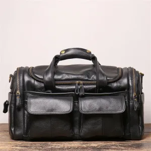 High Quality Large Big Vintage Brown Black Genuine Leather Business Men Travel Bags Shoulder Messenger Duffle Bag