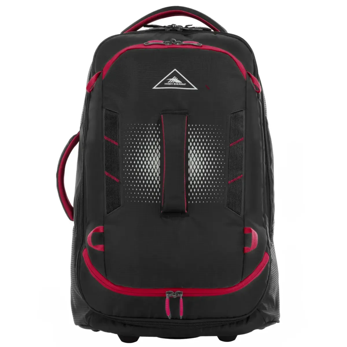 High Sierra Composite V4 56 cm Wheeled Duffle with Hidden Backpack Straps - Black / Red