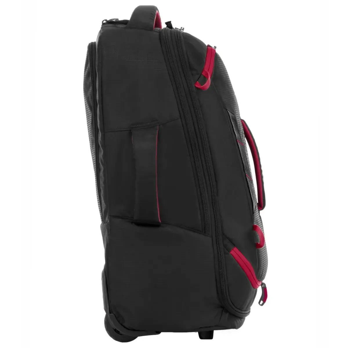 High Sierra Composite V4 56 cm Wheeled Duffle with Hidden Backpack Straps - Black / Red