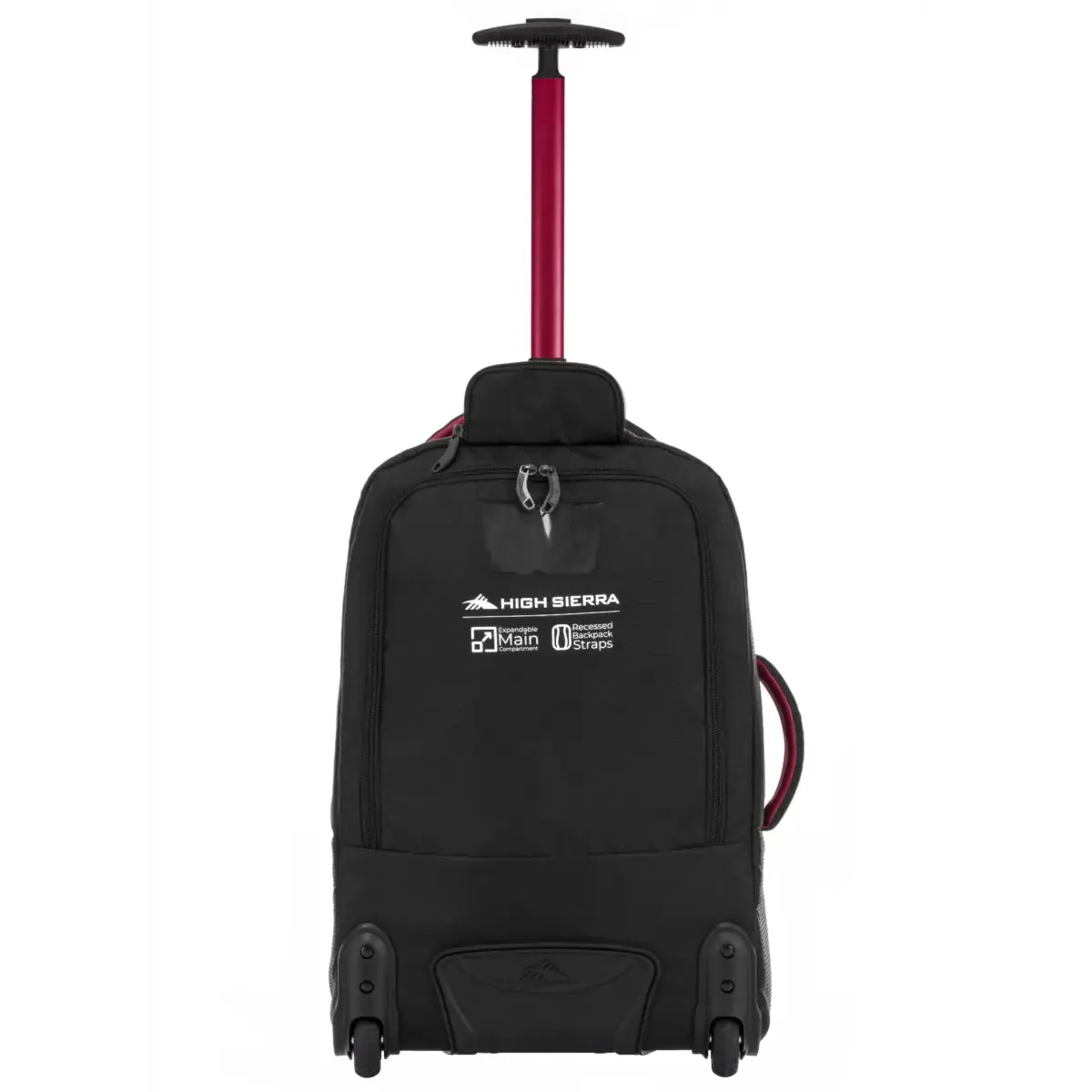 High Sierra Composite V4 56 cm Wheeled Duffle with Hidden Backpack Straps - Black / Red