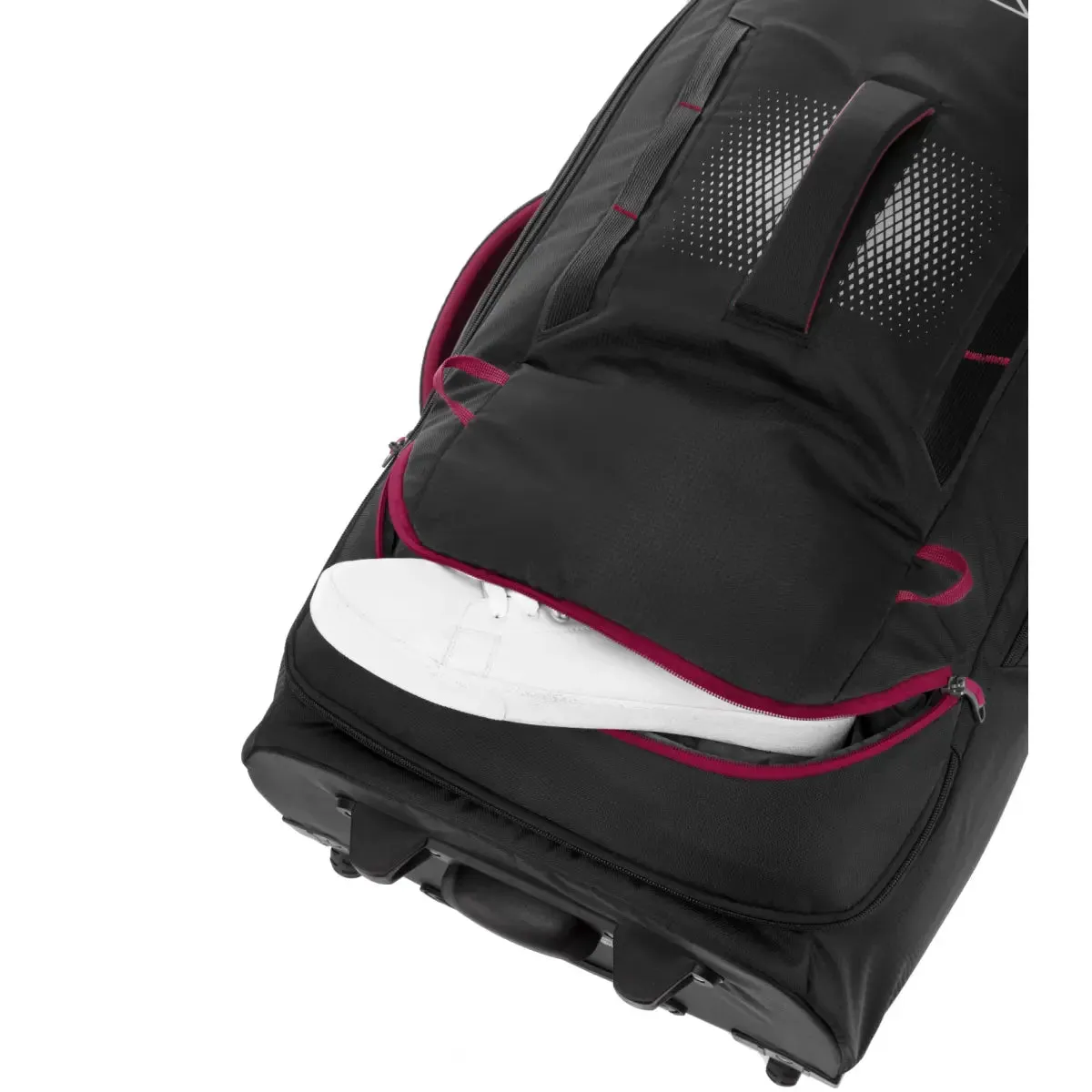 High Sierra Composite V4 56 cm Wheeled Duffle with Hidden Backpack Straps - Black / Red