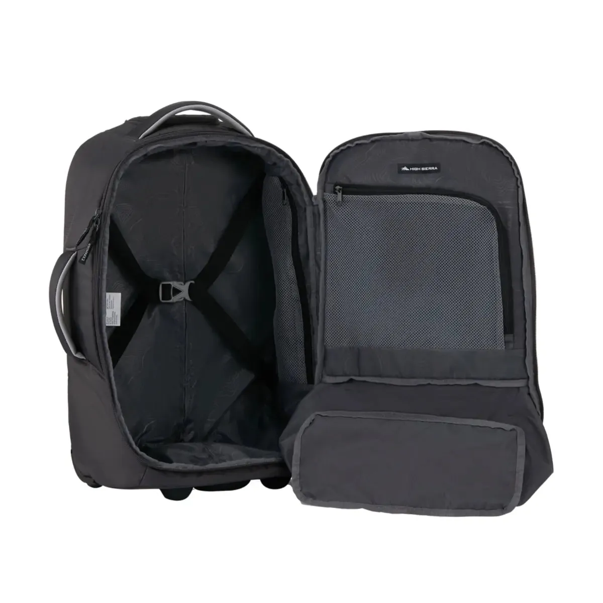 High Sierra Composite V4 56 cm Wheeled Duffle with Hidden Backpack Straps - Silver / Metal Grey
