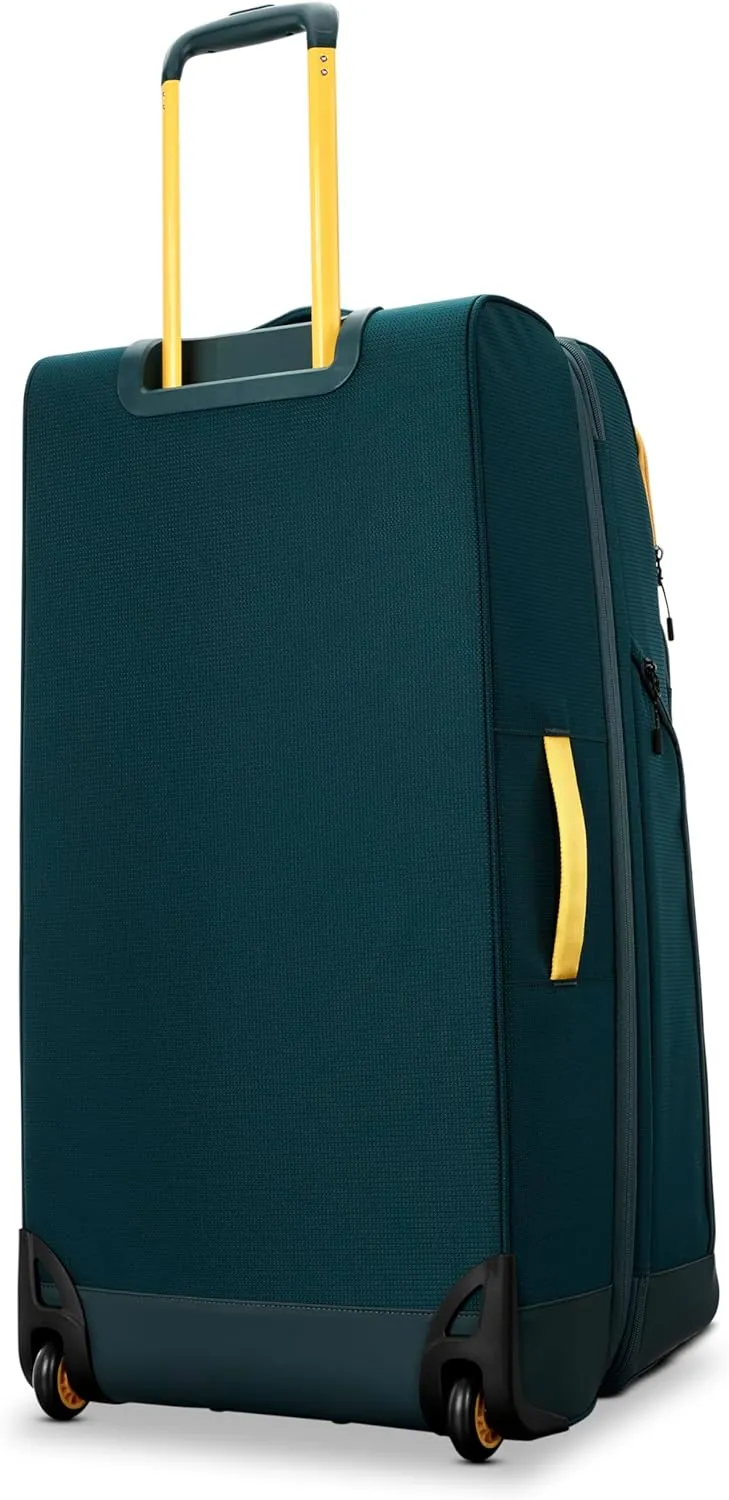 High Sierra Hi-Life 31-Inch Large Wheeled Duffle - Features Smooth Rolling Wheels, WetPak Pockets, Stack-It Strap, Adjustable Handle, Fleece Pocket, Padded Laptop Sleeve, Expandable - Green/Yellow