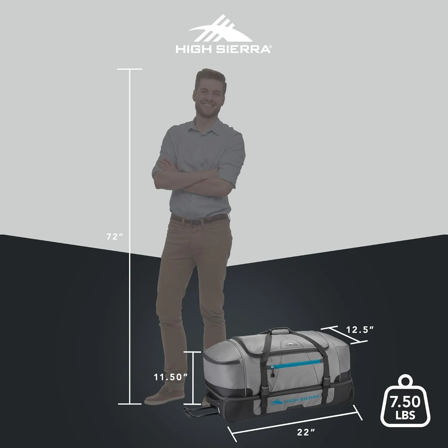 High Sierra Travel Bag, Steel Grey/Mercury, 22”