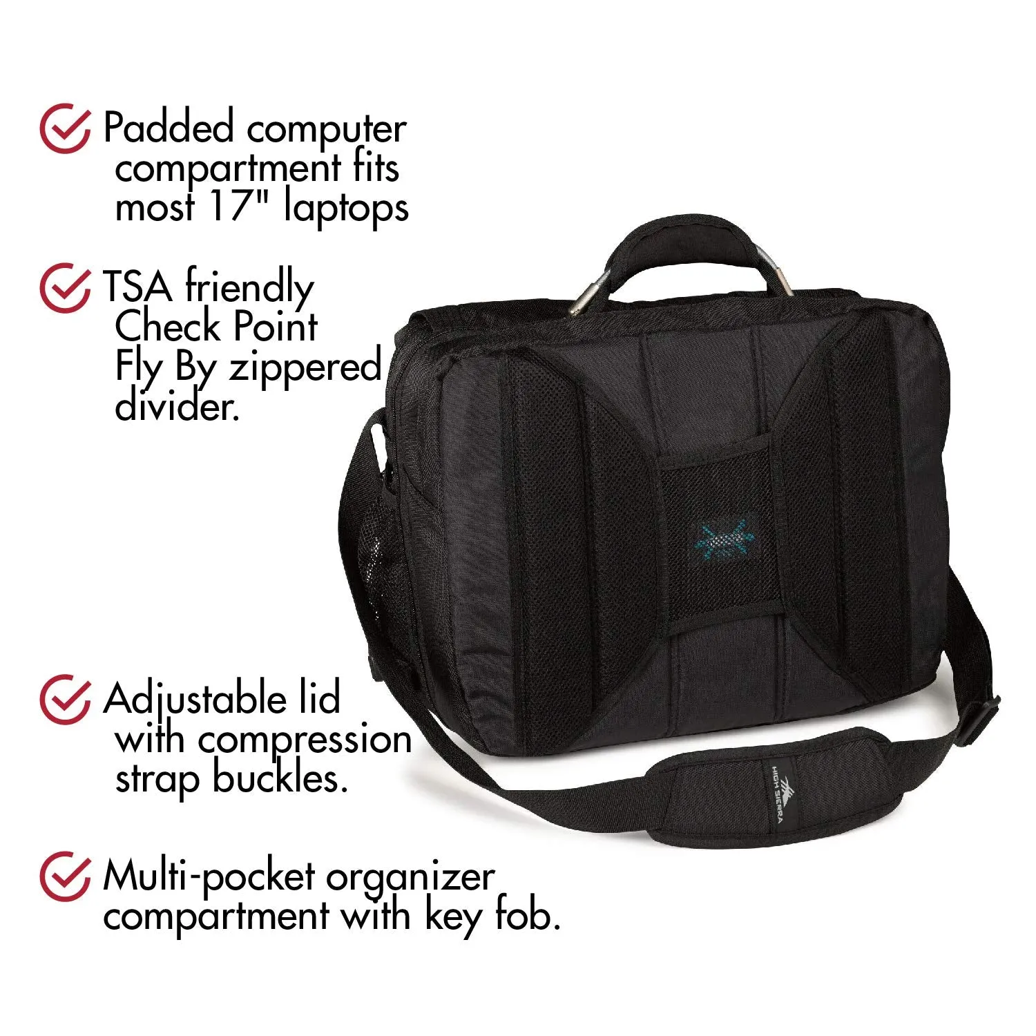 High Sierra XBT TSA Messenger Bag Black One Size U1