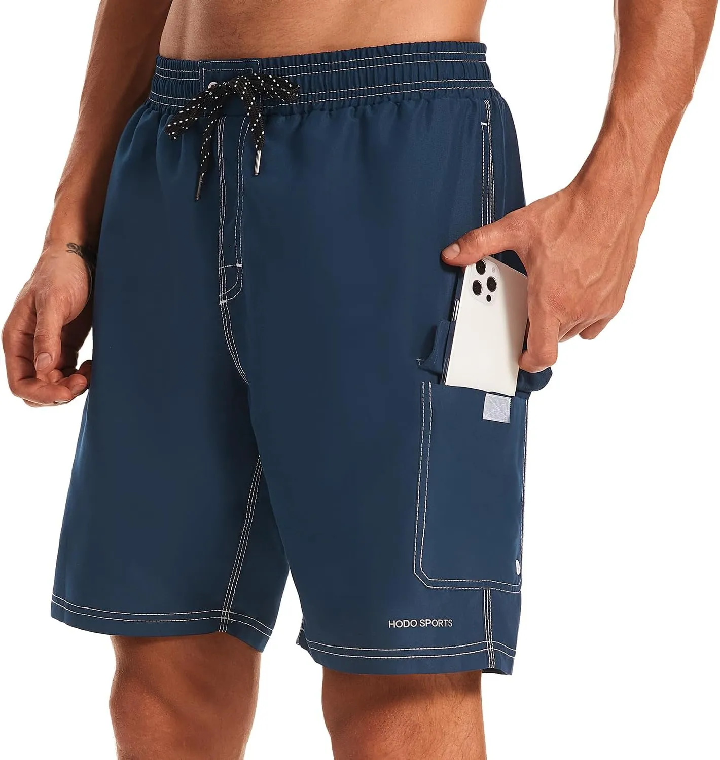 HODOSPORTS Mens Swim Trunks with Compression Liner 9 inch Bathing Suit Quick-Dry Swim Shorts Cargo Pockets S-4XL