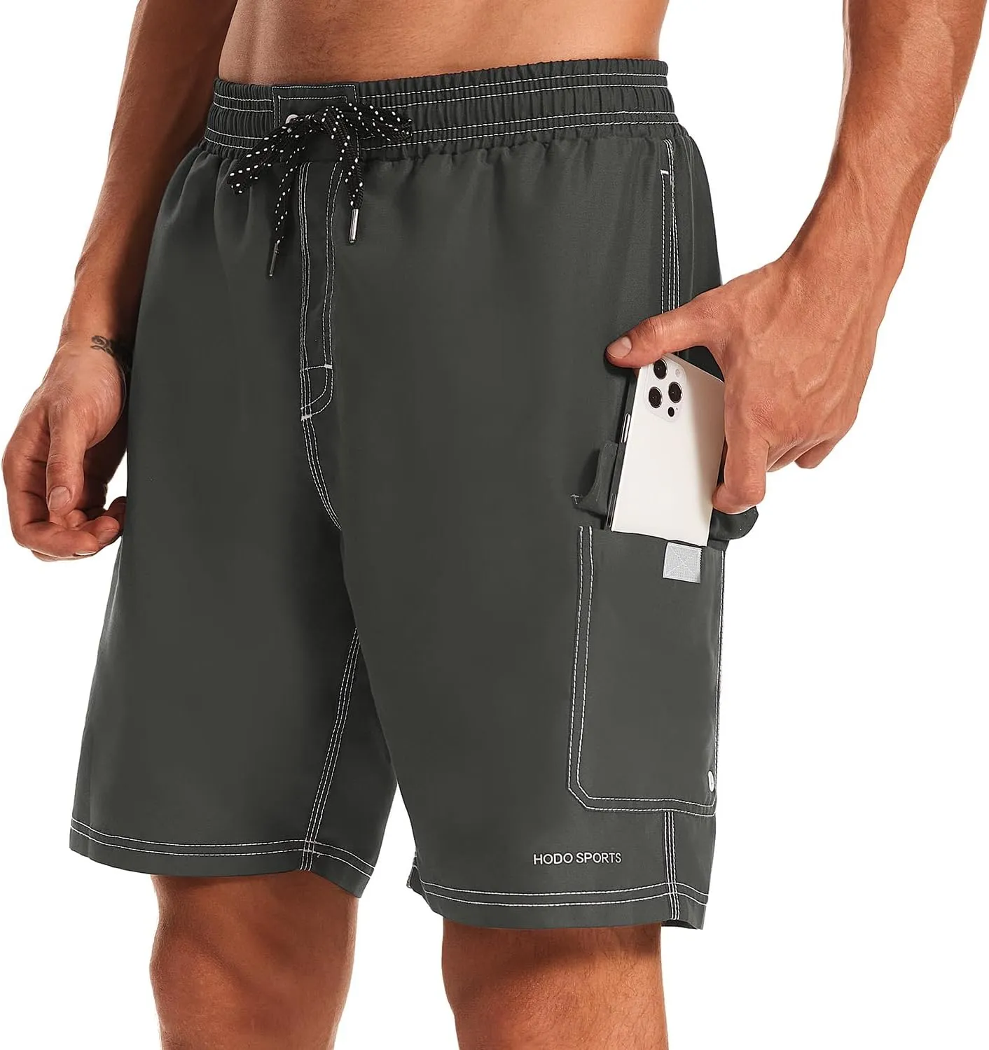 HODOSPORTS Mens Swim Trunks with Compression Liner 9 inch Bathing Suit Quick-Dry Swim Shorts Cargo Pockets S-4XL