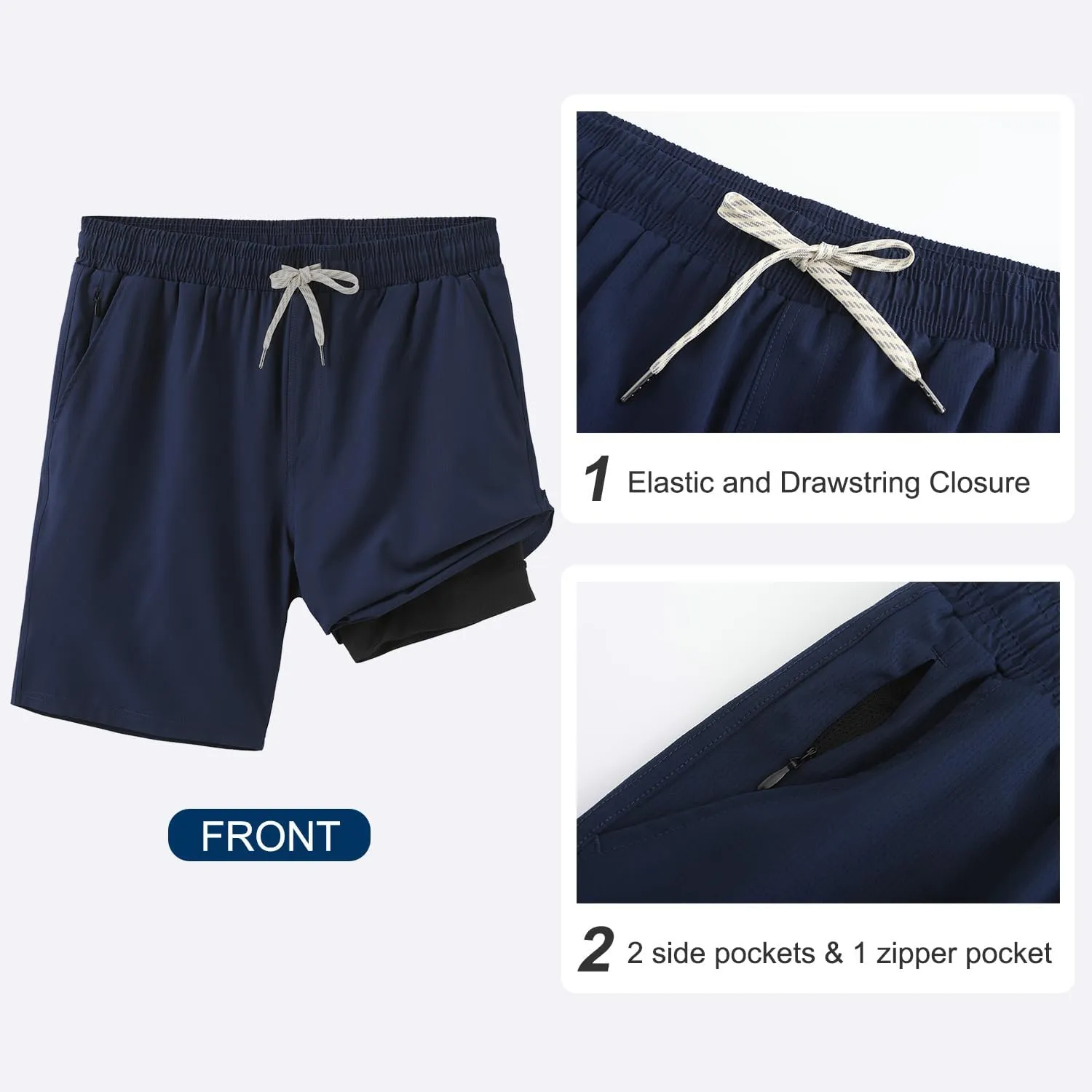HODOSPORTS Mens Swim Trunks with Compression Liner 9 Inch Quick Dry Swim Shorts with Pockets Swim Suit