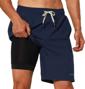 HODOSPORTS Mens Swim Trunks with Compression Liner 9 Inch Quick Dry Swim Shorts with Pockets Swim Suit