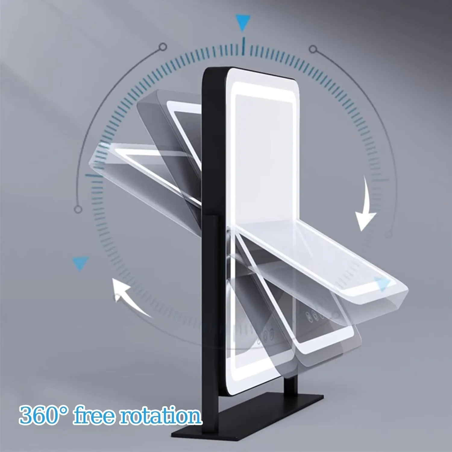 Hollywood Vanity Mirror with Lights, Lighted Makeup Mirror, Smart Touch Control Dimmable, 360°Rotation(Black,40cm/15.7in)