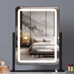 Hollywood Vanity Mirror with Lights, Lighted Makeup Mirror, Smart Touch Control Dimmable, 360°Rotation(Black,40cm/15.7in)