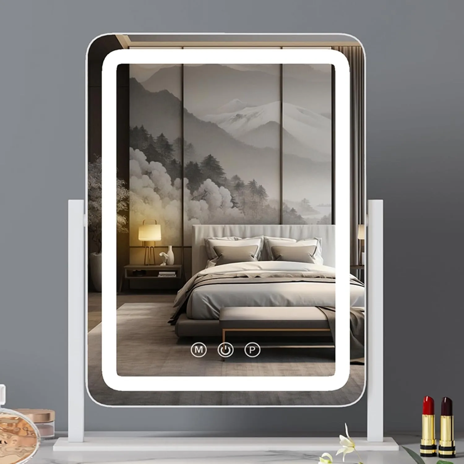 Hollywood Vanity Mirror with Lights, Lighted Makeup Mirror, Smart Touch Control Dimmable, 360°Rotation(White,30cm/11.8in)