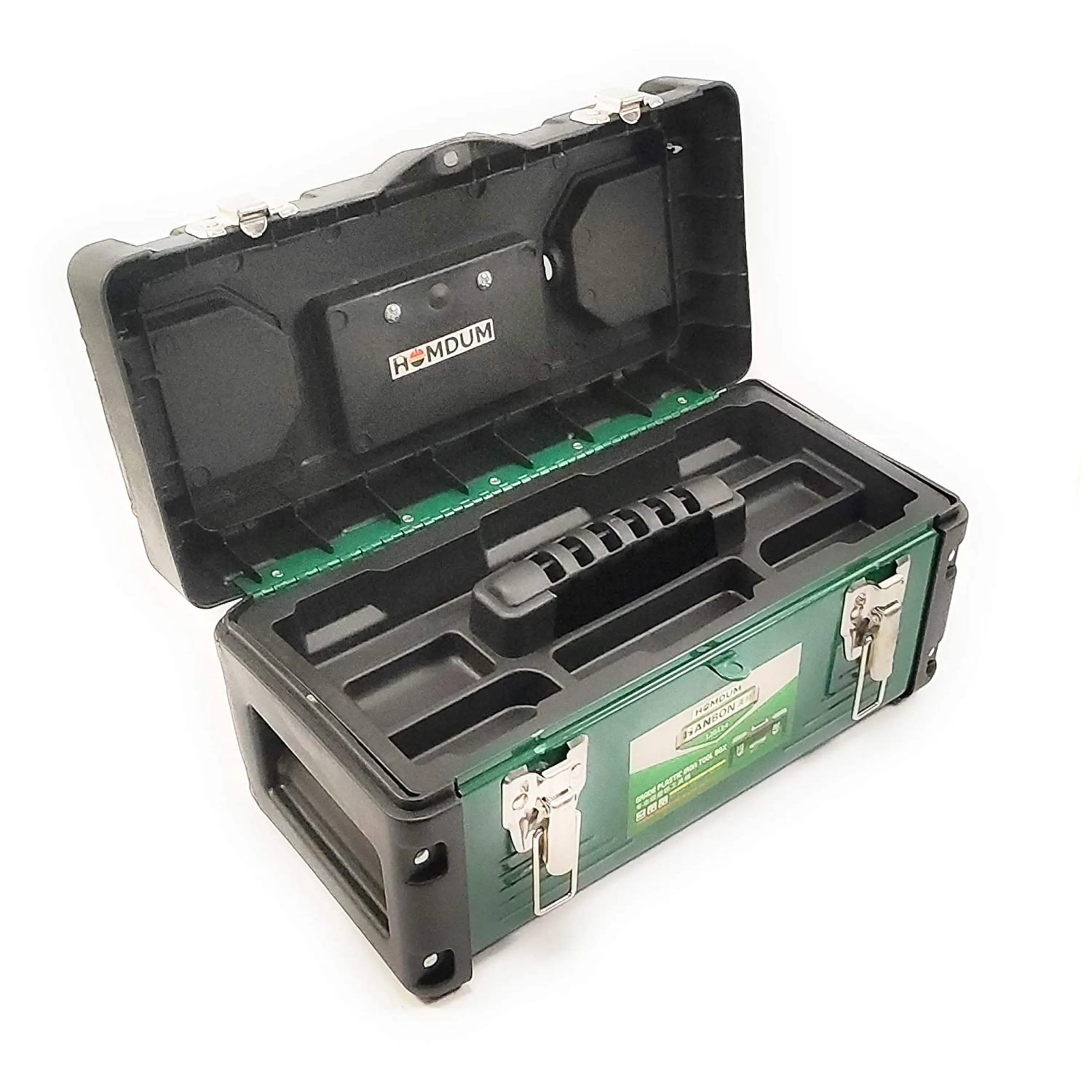 Homdum Steel Metal Tool Box organizer- Heavy Duty Toolbox with Strong Metal Latches & Secure Grip Handle - Fitted with Removable Inner Tray 19inch