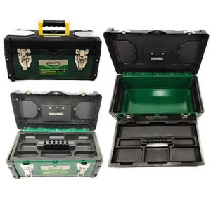 Homdum Steel Metal Tool Box organizer- Heavy Duty Toolbox with Strong Metal Latches & Secure Grip Handle - Fitted with Removable Inner Tray 19inch