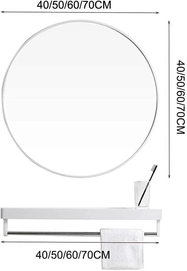 Home Simple Round Adjustable Double-Sided Makeup Mirror Portable Tripod Vanity Mirror (40cm)